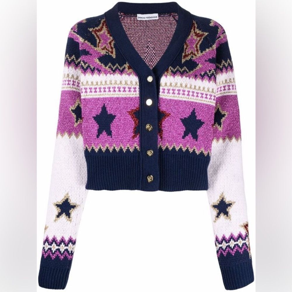 Paco Rabanne Purple and Navy Star Cardigan